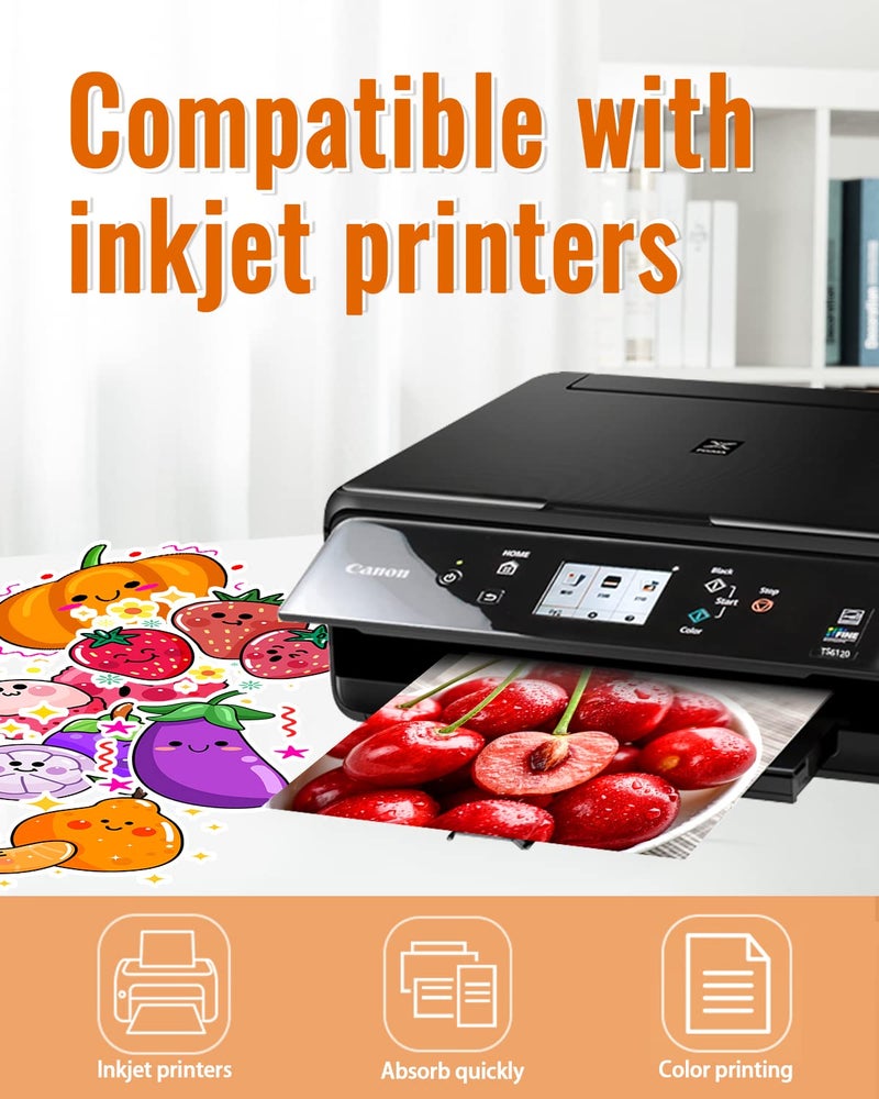 QYH Premium Printable Vinyl for Inkjet Printer-50 Glossy Sticker Paper Waterproof 8.5x11 White Labels - Image 3